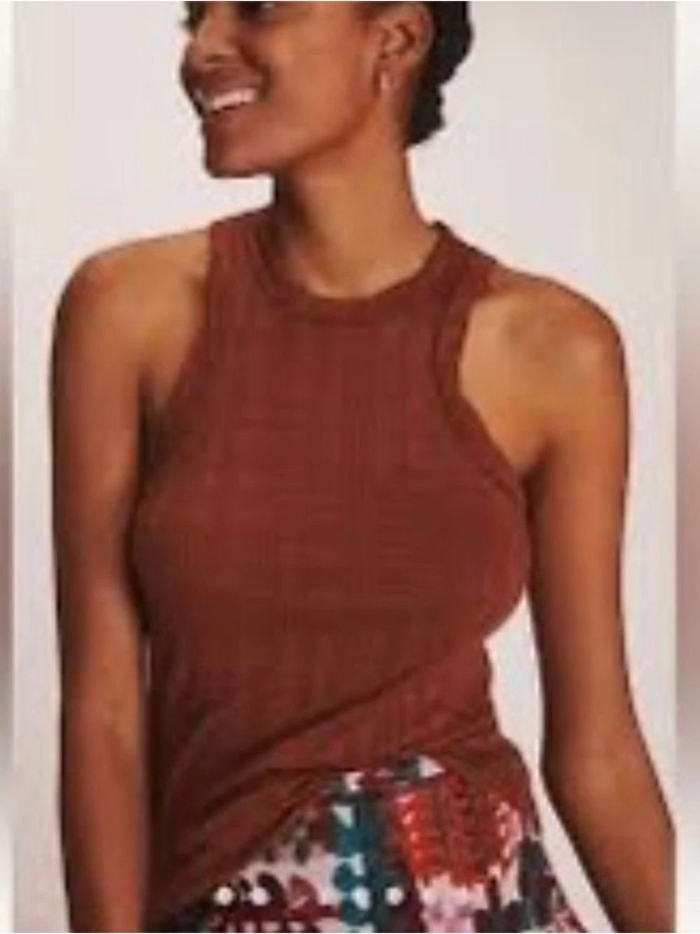 Pilcro Anthropologie Brown Ribbed Tank Top Cotton Modal XS